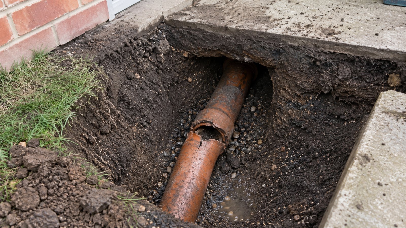 Drain Excavation and Replacement — UK drainage example